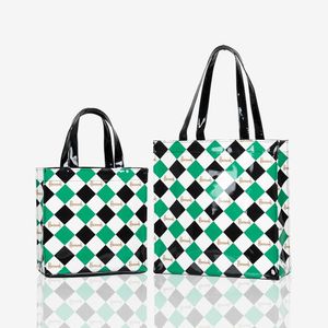Evening Bags London Style PVC Reusable Shopping Bag Women's Eco Friendly Flower Shopper Waterproof Handbag Lunch Tote Shoulder BagEvenin