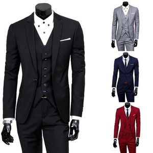 メンズスーツブレザー男性スリムフォーマル3ピースセット結婚式のプロムスーツタキシードフィット男性ビジネスワークグリーン素晴らしい新郎（ジャケット+パンツ+ベスト