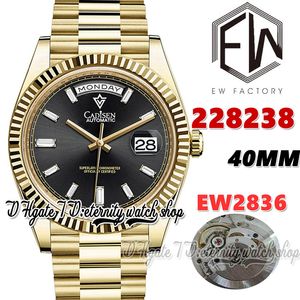 EWF V3 EW228238 ETA2836 EW2836 Automatyczne męskie zegarek 40 mm Black Diamonds Markery Gold 904L Bransoletka ze stali nierdzewnej z samą seryjną kartą gwarancyjną wiek zegarków wieczności