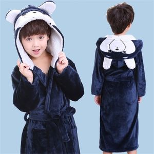 Мода детское капюшон -хауз зимний осенний ватный халат детские халаты для мальчиков мультфильм Длинная фланелевая детская одежда для плавания Robe LJ201216