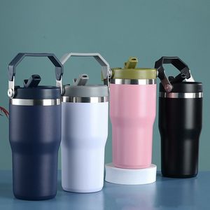 INDELOW Flip Straw Tumbler 20 oz 30 oz 40 oz paslanmaz çelik termos şişesi çift duvarlı vakum yalıtım su şişesi