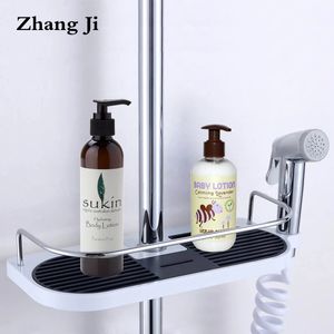 ZhangJi Bagno Doccia Portaoggetti Rack Vassoio per shampoo Supporto per soffione doccia Asta doccia Organizzatore Scaffale Scaffali per sapone 220527