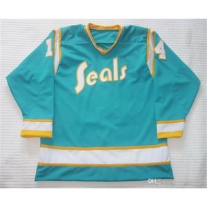 C26 Nik1 Vintage California Golden Seals Jim Pappin Hockey Jersey Embroidery Stitched Customize any number and name Jerseys