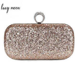 Borse da sera Pochette con paillettes Pochette da sera femminile Anelli per dito Borsa da sposa Borsa a tracolla a catena da donna squisita Bolsa Feminina Zd1292 220316