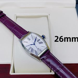 Classic Fashion Quartz Women's Watch 26mm Stainless Steel Case Leather Band Sapphire Mirror Sports Waterproof Diamond Watch barrel shape Buckle 2022 gold