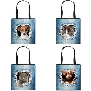 Evening Bags Cute Bag Pet Women Shoulder Lovely Puppy Kitten Ladies Fashion Handbag Teenager Girls Canvas Storage Shopping BagsEvening