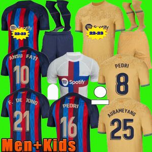 Ansu Fati Camisetas de Football Soccer Jersey Memphis Pedri Kun Aguero Adama Ferran Barcelona Griezmann F de Jong Dest Shirt Men Kids Kit xl