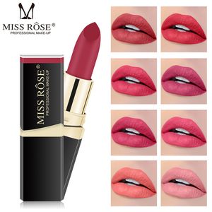 Miss Rose Matte Lipstick impermeable Pigmento de larga duración Velvet Sexy Red Lip Stick Cosmetic Lip Care