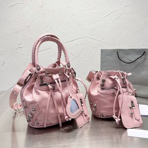 Bolsa balde de crochê legal para meninas bolsas de ombro crossbody mini sacolas de couro real de alta qualidade