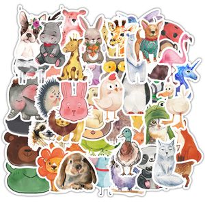 New Waterproof 10/30/50pcs Mix Cute Watercolor Animal Cartoon Graffiti Stickers Aesthetic Phone Laptop Water Bottle Sticker for Kids Car sticker