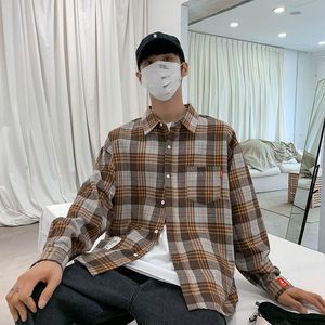 Camicie casual da uomo Moda Uomo Scozzese coreano Taglie forti Camicia streetwear Harajuku Maschile Camicia da uomo oversize oversize vintage da uomo