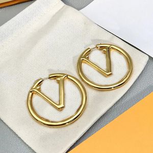 Designer Gold Pendant Earrings Big Circle For Women Stud Earring luxury designers Letter V Studs Earrings high quality jewelry Gift