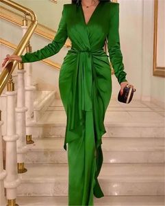 Grüne Meerjungfrau-Abschlussballkleider, langes Sheeve, formelles Abendkleid in Übergröße, Spitze, appliziert, elegante Partykleider, Kleid B0602A18