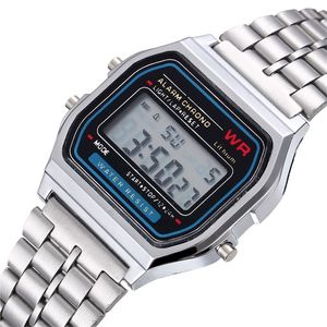 Kobiety Mężczyźni Unisex Watch Złoto Silver Black Vintage LED Digital Sports Wojskowe Wojskowe Wojskowe Zegarek Elektroniczny Digital Obecny Prezent Mężczyzna 220407