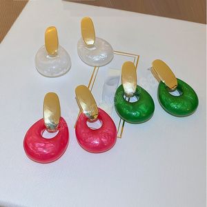 S925 needle Fashion Jewelry Geometric Dangle Earrings Design White Green Pink Resin Drop Earrings For Women Gifts