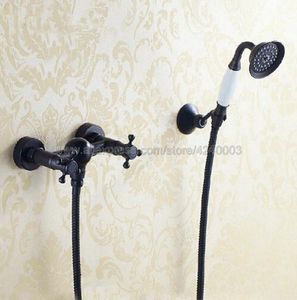 Badezimmer-Duschsets, Öl eingeriebener Bronze-Wasserhahn, Bad-Mischbatterie, Wandmontage, Handkopf-Set Ktf033Bathroom