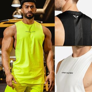 Marca de verão legal cores fluorescentes tanque superior dos homens stringer ginásios musculação roupas homem fitness treino muscular sem mangas 220601172e