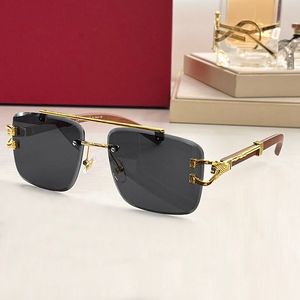 Luxus-Designer-Sonnenbrille, quadratisch, Panther, Leopard, Gold, Metall, Halbrahmen, klassisch, hochwertige Sonnenbrille für Damen, große Mode, Retro