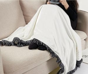 Double Thicken Big Lamb Wool Crystal velvet lace Blanket Office Cover Blanket QuiltThermal Transfer Printing white Air Conditioning
