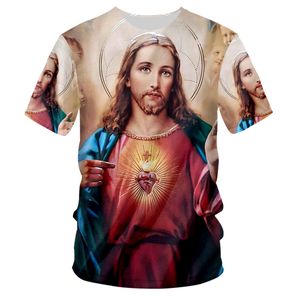 Summer Homme Clothing Casual Streetwear Harajuku God Cartoon Men Tee Shirts Religion Christ Jesus D Print Mens TShirt Custom