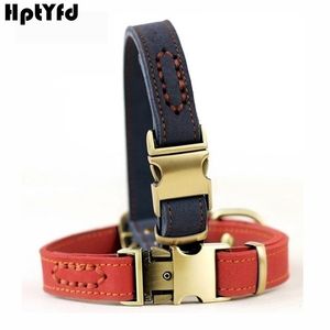 Leather Dog Collar Pet Blue Red Collars for Small Medium Dogs Cat Doggy Collars Glossy Metal Buckle Cachorro Pet Supplies 201101