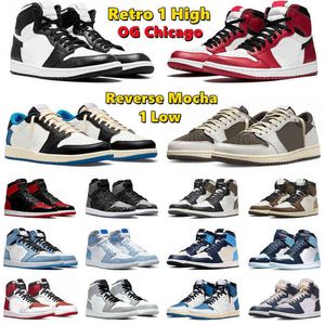 top popular OG 1 Basketball Shoes Jumpman 1s low Reverse Mocha Chicago Black White Bred Patent Hyper Royal Georgetown UNC Mens Trainer Sport Sneakers 2022