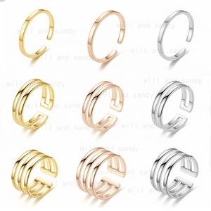 Anello multistrato in acciaio inossidabile placcato oro con fascia multistrato Knuckle Rings per donna Fashion Fine Jewelry Will e Sandy