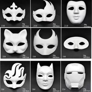 Nieuwe make updans witte maskers embryo mal diy schilderij handgemaakt masker pulp dier Halloween Festival Party Masks White Paper Face Mask