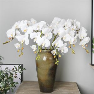 Artificial Silk White Orchid Flowers Högkvalitativ fjäril Moth Fake Flower for Wedding Party Home Festival Decoration230o