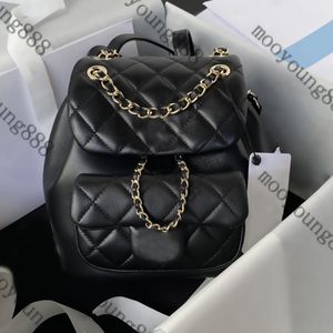 12A Upgrade Mirror Quality Designer Women Mini Backpack Black Lambskin Quilted Flap B Classic Double Gold Chain Shoulder Box Bag Genuine Leather Clutch