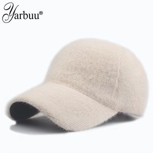 [Yarbuu] Marca de moda de alta qualidade lã boné de beisebol engrossar quente cor pura casquette chapéu homens mulheres chapéus Atacado 220318