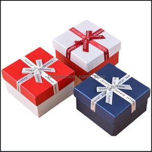 Watch Boxes Cases Accessories Watches Bow Engagement Bracelet Display Gift Box Navy Blue Jewelery Organizer Drop Delivery 2021 Edzhn