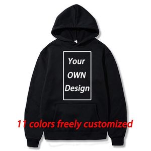Män kvinnor anpassade hoodies diy text bild tryck hög kvalitet kläder anpassade lösa casual tröja hoody 11 färger 220722