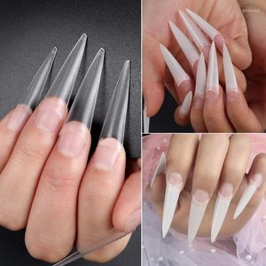 Falska naglar 600st nagelspetsar Långt spetsiga naturliga vita falska Prud22