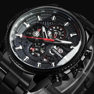 Armbandsur ForSining Sport Watch for Men Mechanical 3 Sub-Dial Mens Automatic Watches Top Clock Montre Homme GiftWristWatchesWristwatches