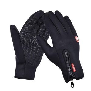 Five Fingers Gloves Winter Plush Ski Zipper Motorcycle Riding Touch Screen Outdoor Sports Fitness Warm Waterproof Fleece