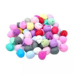 Mini Tulip Beads 15mm Silicone Flower Shape Tulip Loose Bead Food Grade BPA Free DIY Teething Necklace Pacifier Chain Accessory
