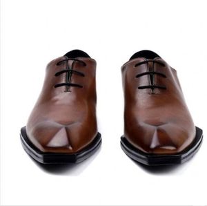 Handmade Formal Suit Dress Shoes Brown Black Oxfords Genuine Leather Gentlemen Wedding Dress Shoes