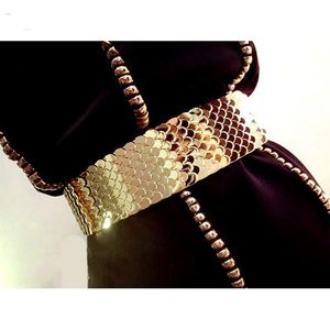 Gürtel Europa Mode Qualität Breite Elastische Skala Metallic Für Frauen Damen Kleid Metall Gürtel Riemen Taille