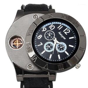 Wristwatches USB Charge Lighter Watch Windproof Electronic Flameless Watches Men Quartz Clock Relogio Masculino