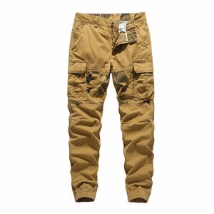Joggers Cargo Pants for Men Casual Hip Hop Hit Color Pocket Male Trousers Sweatpants Streetwear Techwear Pants Man Clothing Army Green