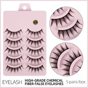 Manga 3D Falsche Wimpern Little Devil Lashes Natürliche dünne dicke Locken 5 Paar Große Augen Make-up Konische Wimpern Wiederverwendbar NEU