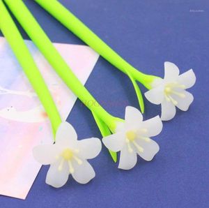 Pióry żelowe 3PCS miękki silikon zmieniający kolor pióro elegancki lilia kształt kwiatowy sygnatura czarna 0,5 mm