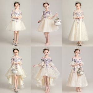 Special Occasions Princess Skirt For Girls Strapless Puffy Yarn Full Dress Childrens Piano Costume Hosts Dresses 148ml D3