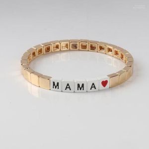 Braccialetti con ciondoli Boho All'ingrosso Perline Lettera MAMA Figlia Per Sempre Cuore Braccialetto Femme Amore Famiglia Braccialetto Gioielli Inte22