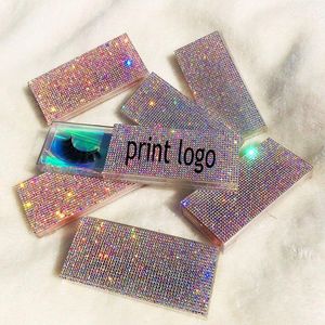 Cílios Postiços Custom Label Private Label Strass Cases 10 pçs/lote para 3d 5d Mink Lashes Faux Eye LashFalse