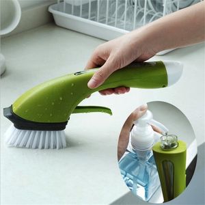 2'den 1 uzun saplı temizlik fırçası dispenser zemin karo temizleyici fırça fırça mutfak lavabo yıkama banyo temizlik aksesuarları 200923