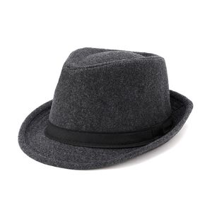 Berets Autumn And Winter Woolen Small Brim Men's Top Hat Fedora Bucket Warm Old Man HatBerets