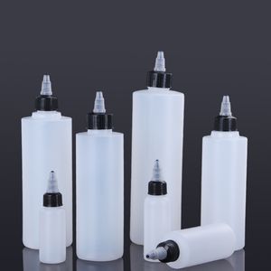 30 ml, 50 ml, 100 ml, 250 ml, 300 ml, 400 ml, 500 ml HDPE 4 Unzen Kunststoff-Applikator-Quetschflaschen mit spitzem Mund, scharfer Düse, Drehverschluss, Versand auf dem Seeweg