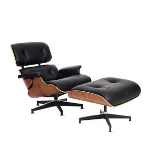 Cowhide Leather Rotating Chaise Lounge Chair - Modern Minimalist Living Room Accent Sofa